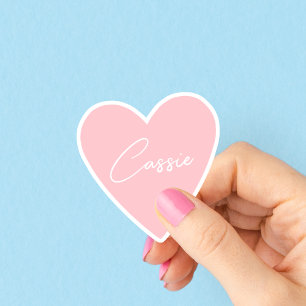 Autocollant en forme de cœur couleur pêche girly a