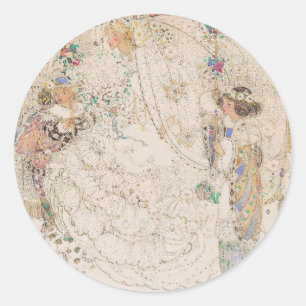 Autocollant en forme de cœur pour mariage Art Nouv