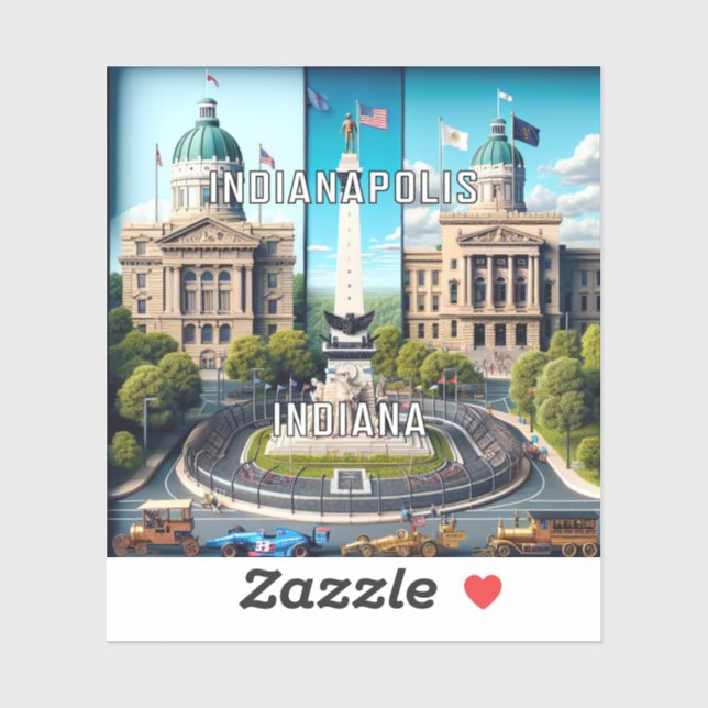 Autocollant en vinyle de 3 pouces Indianapolis Ind (Feuille)