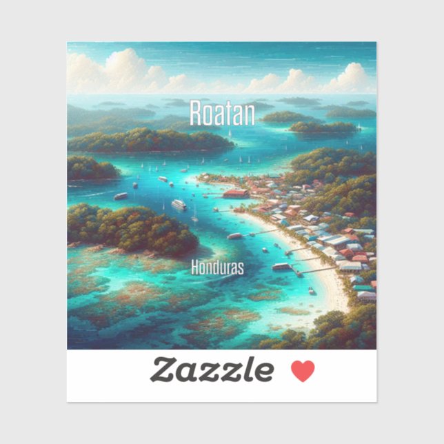 Autocollant en vinyle de 3 pouces Roatan Honduras (Feuille)