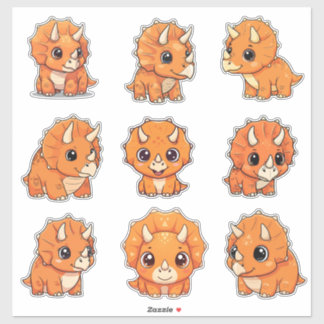 Autocollant en vinyle de bébé Triceratops mignon