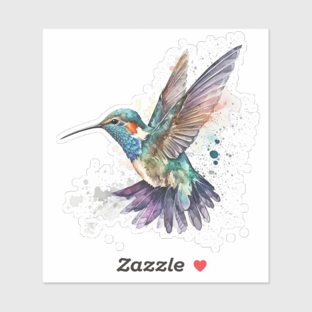 Autocollant en vinyle de colibri d'aquarelle (Feuille)