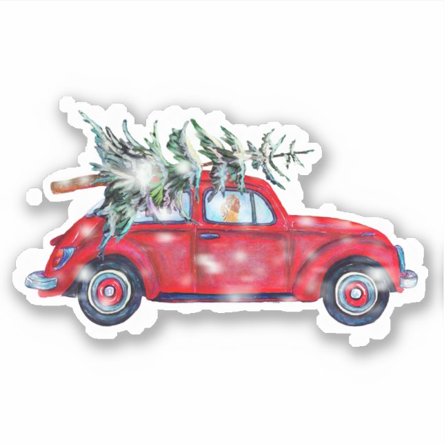 Autocollant en vinyle de Noël et d'arbre (Devant)