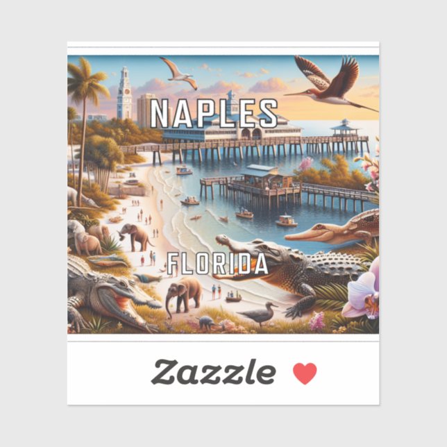Autocollant en vinyle Naples Florida 3 pouces (Feuille)