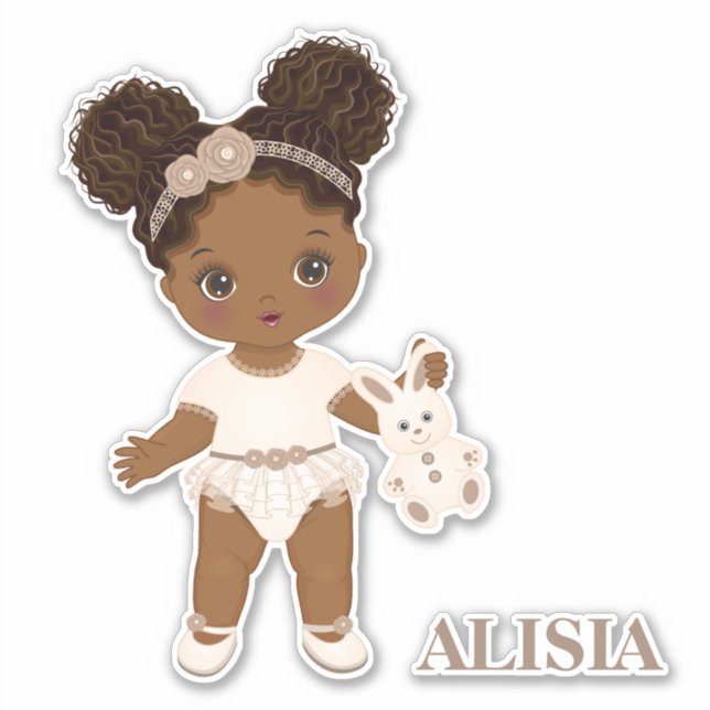 Autocollant en vinyle pour bébé afro-américain Boh (Devant)