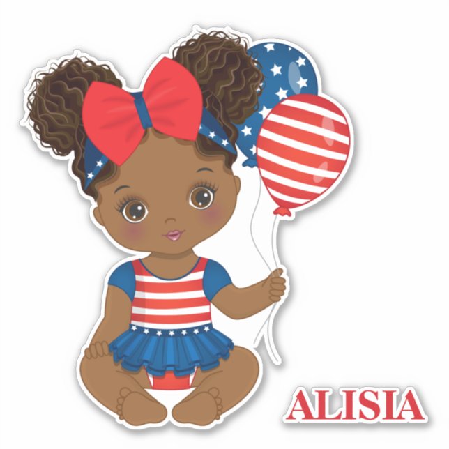Autocollant en vinyle pour fille patriotique afric (Devant)