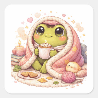 Autocollant esthétique de grenouille cosy