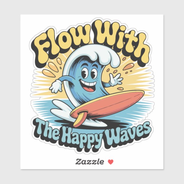Autocollant Étanche Flow With The Happy Waves (Feuille)