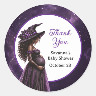 Autocollant Étiquette Baby Shower Sorcière Maman H