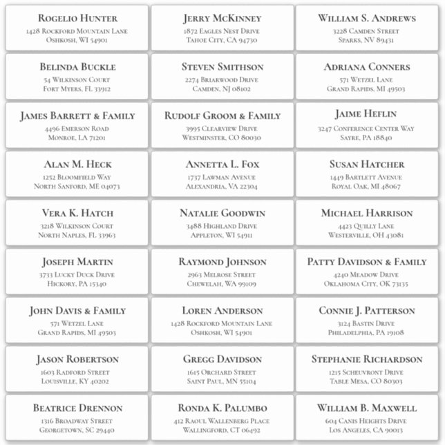 Autocollant étiquette de adresse invité mariage pe (Devant)