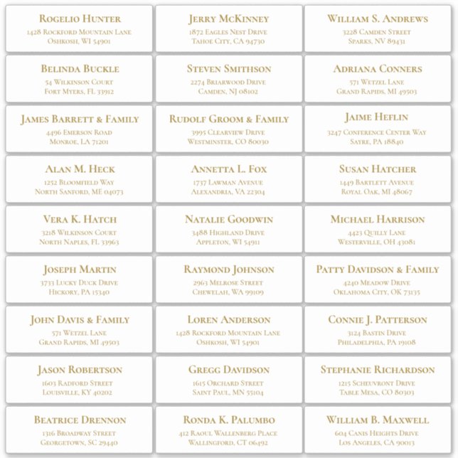 Autocollant étiquette de adresse invité mariage pe (Devant)