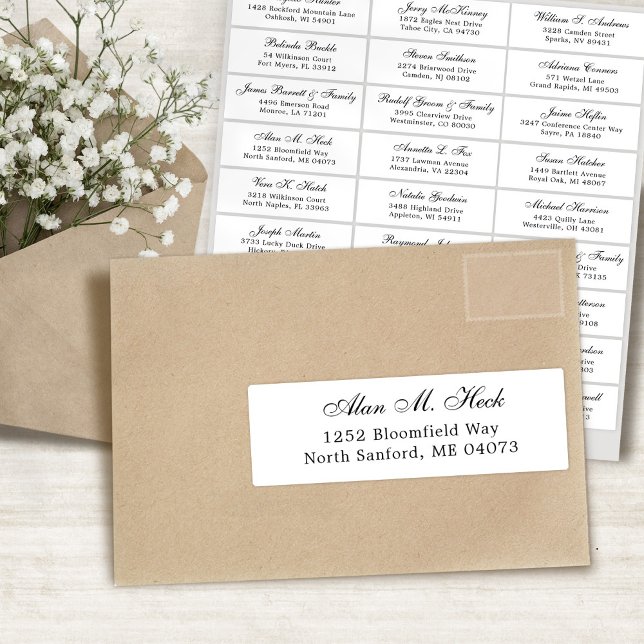 Autocollant étiquette de adresse invité mariage pe (Customizable wedding guest address labels sticker)