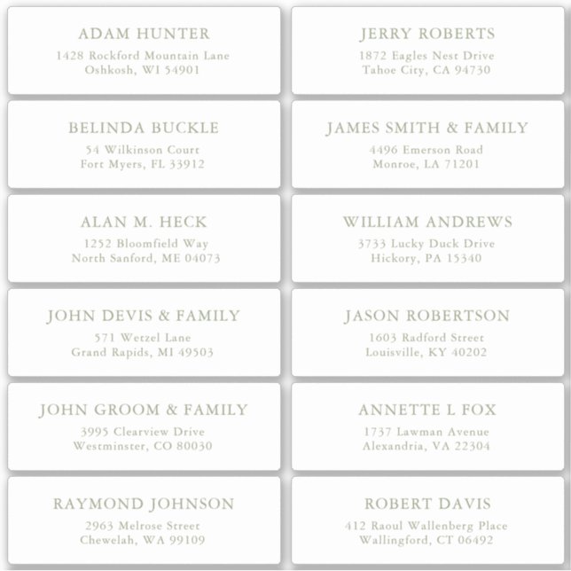 Autocollant étiquette de adresse invité Simple Sag (Devant)