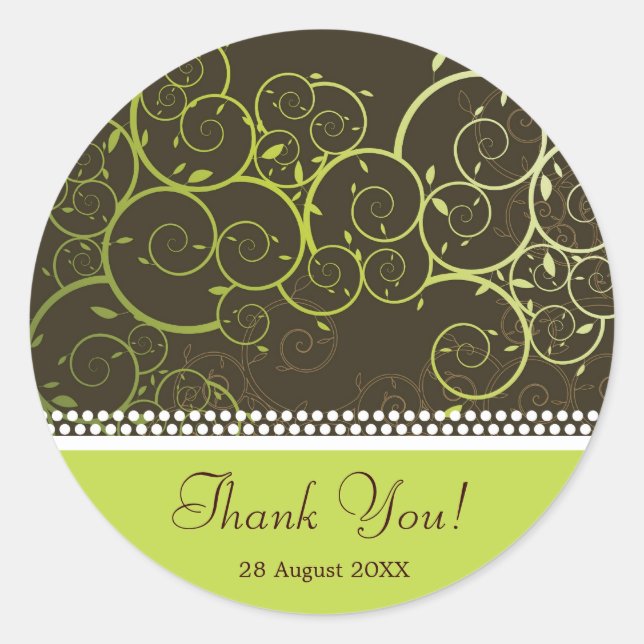 Autocollant Étiquette de Merci de la vigne spirale (Devant)