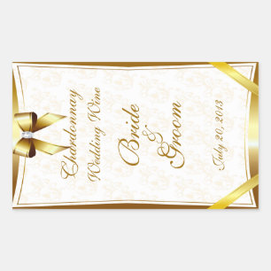 Autocollant Étiquette de vin Mariage or et dentell