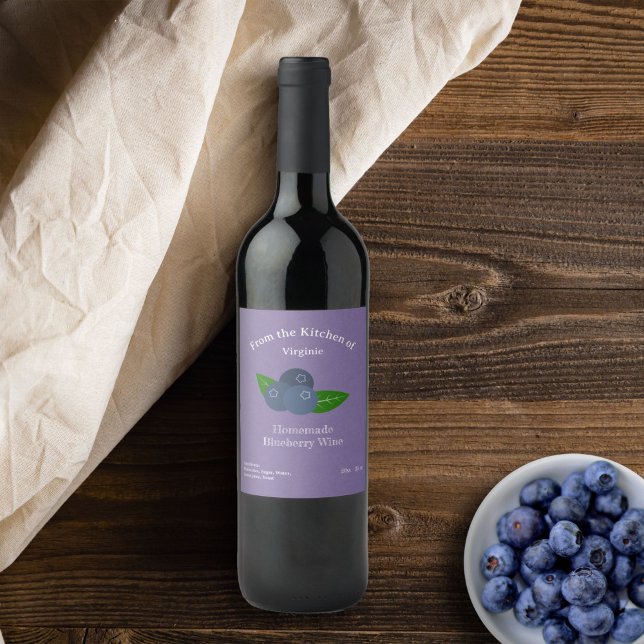 Autocollant Étiquette Kraft & Rustic Blueberry (Kraft & Rustic Blueberry Wine Bottle Label Sticker)