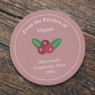 Autocollant Étiquette Kraft & Rustic Cranberry