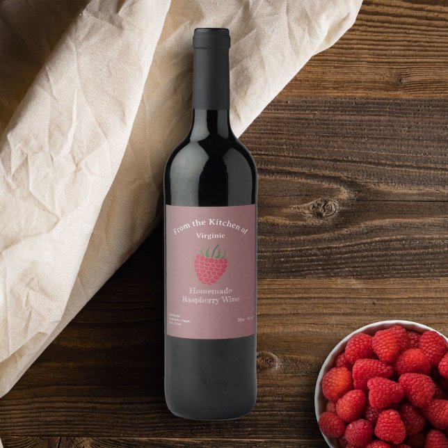Autocollant Étiquette Kraft & Rustic Raspberry (Kraft & Rustic Raspberry Wine Bottle Label Sticker)