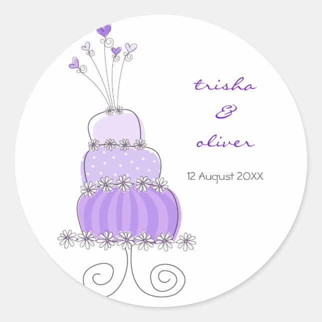 Autocollant Étiquette Mariage de gâteau violet (Devant)