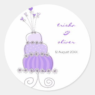 Autocollant Étiquette Mariage de gâteau violet