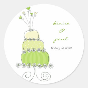 Autocollant Étiquette Merci gâteau Mariage vert