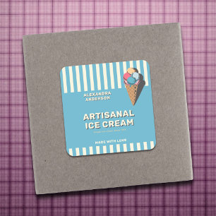 Autocollant Étiquette vintage à cône de glace