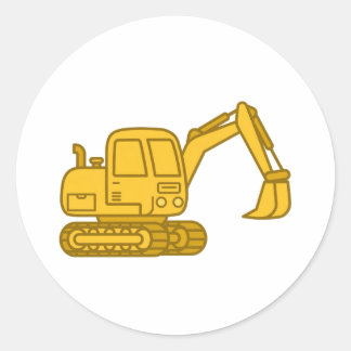 Autocollant Excavatrice Jaune Mignonne - Camion de