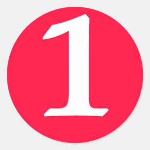 Autocollant fait sur commande rond rouge de nombre