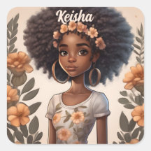 Autocollant féminin afro-américain personnalisé