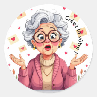 Autocollant femme âgée heureuse recevant des lettr