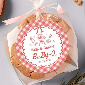 Autocollant Fête Prénatale Baby-Q Barbecue à Carre