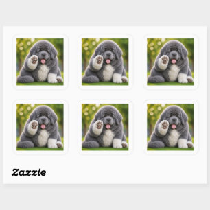 Autocollant feuille de nouveau-né gris et blanc de