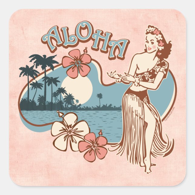 Autocollant fille Aloha Hula (Devant)
