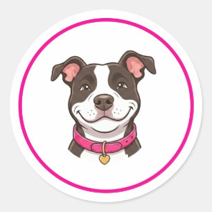 Autocollant fille chien Pitbull
