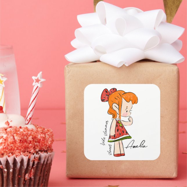 Autocollant fille pastèque (Fête)