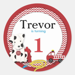 Autocollant Fireman Anniversaire