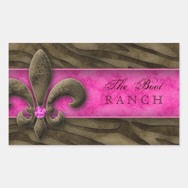 Autocollant Fleur de Lis Bijoux Zèbre rose Brown (Devant)