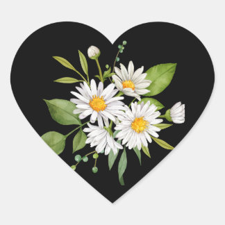 Autocollant fleur de marguerite sur fond noir