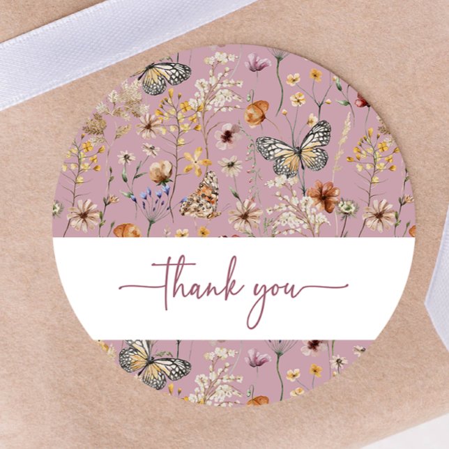 Autocollant Fleur sauvage Boho rose (Pink Boho Wildflower Baby Shower Sticker by Painted Paperie
)