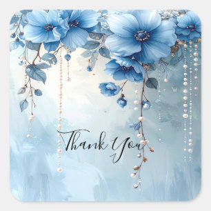 Autocollant Fleurs Bleues et Perles