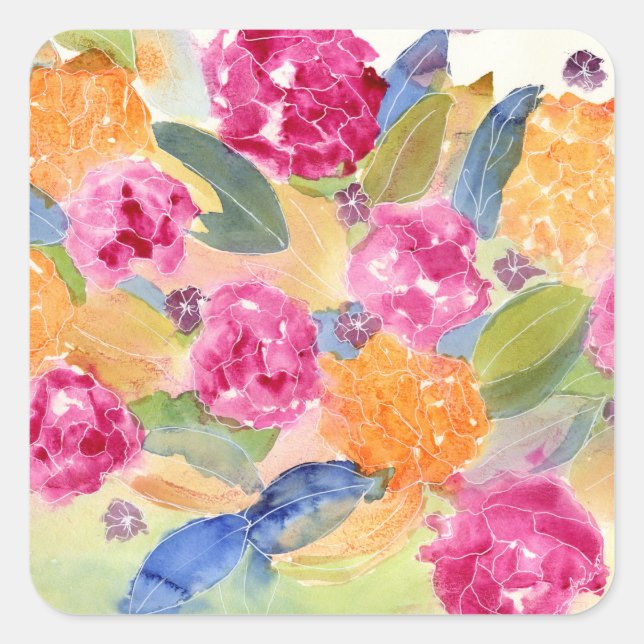 autocollant floral aquarelle (Devant)