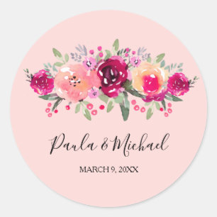 Autocollant floral Cerise Watercolor