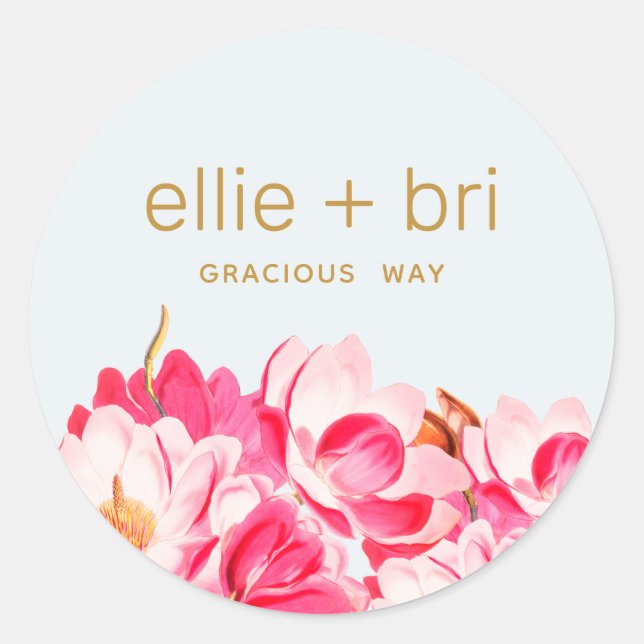 Autocollant floral de couleur rose ronde de 2" Mag (Devant)