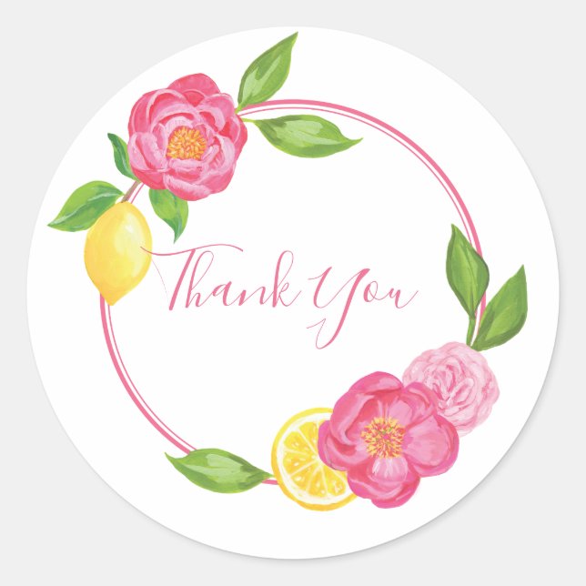 Autocollant floral d'étiquette de faveur de Merci (Devant)