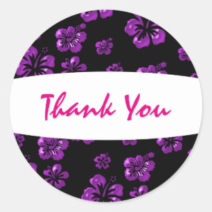 Autocollant floral d'hibiscus noir violet tropical
