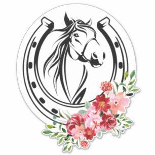 Autocollant Floral Horse Horseshoe
