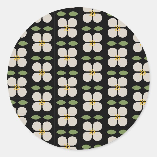 Autocollant floral noir et blanc - Bloom & Stick (Devant)