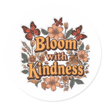 Autocollant floral rétro Bloom With Kindness 