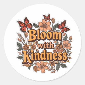 Autocollant floral rétro Bloom With Kindness