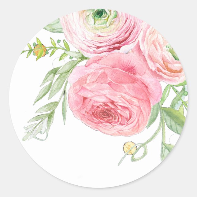 Autocollant floral vert et pêche (Devant)